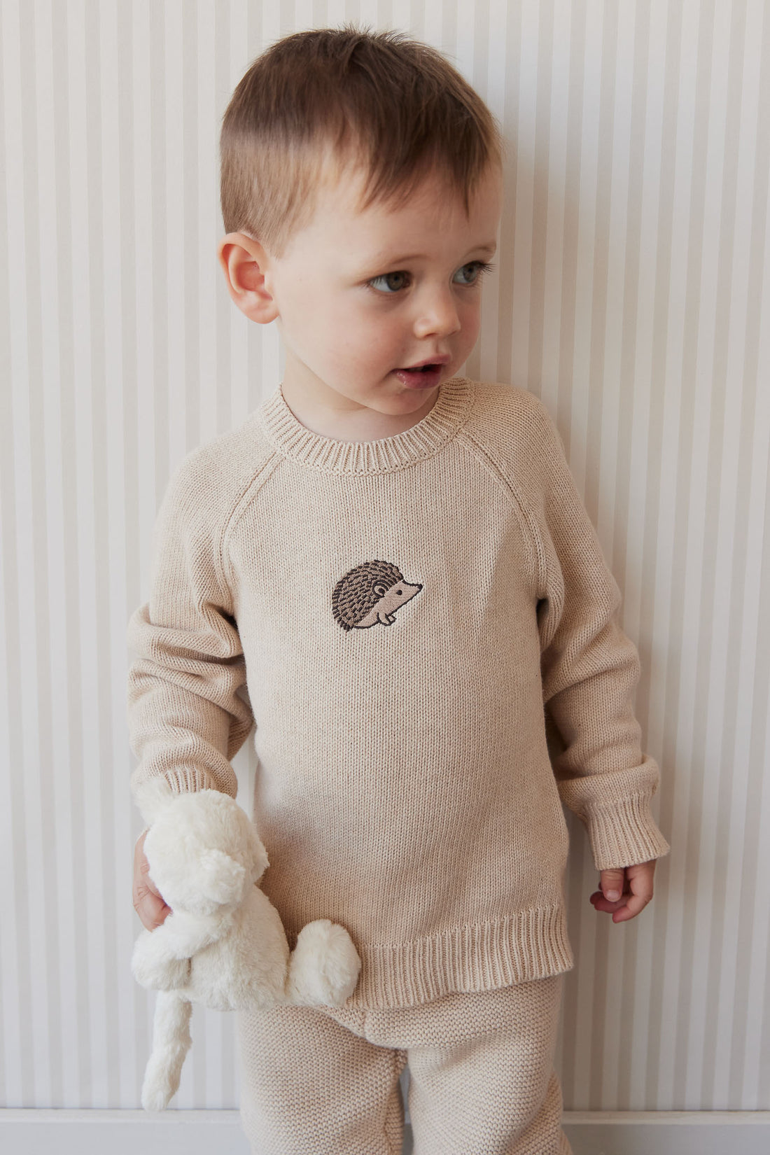 Ethan Jumper - Oatmeal Marle Hedgehog Childrens Jumper from Jamie Kay NZ