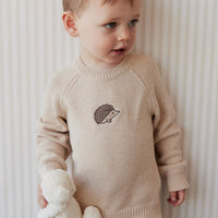 Ethan Jumper - Oatmeal Marle Hedgehog Childrens Jumper from Jamie Kay NZ