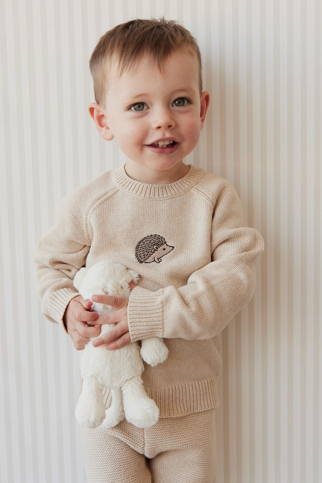 Ethan Jumper - Oatmeal Marle Hedgehog Childrens Jumper from Jamie Kay NZ