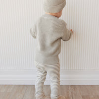 Organic Cotton Modal Everyday Legging - Narrow Stripe Willow/Soft Clay Childrens Legging from Jamie Kay NZ