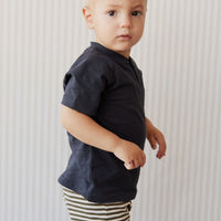 Pima Cotton Marley Short - Narrow Stripe Deep Olive/Soft Clay Childrens Short from Jamie Kay NZ