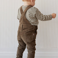 Pima Cotton Arnold Long Sleeve Top - Narrow Stripe Deep Olive/Soft Clay Childrens Top from Jamie Kay NZ