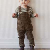 Pima Cotton Arnold Long Sleeve Top - Narrow Stripe Deep Olive/Soft Clay Childrens Top from Jamie Kay NZ