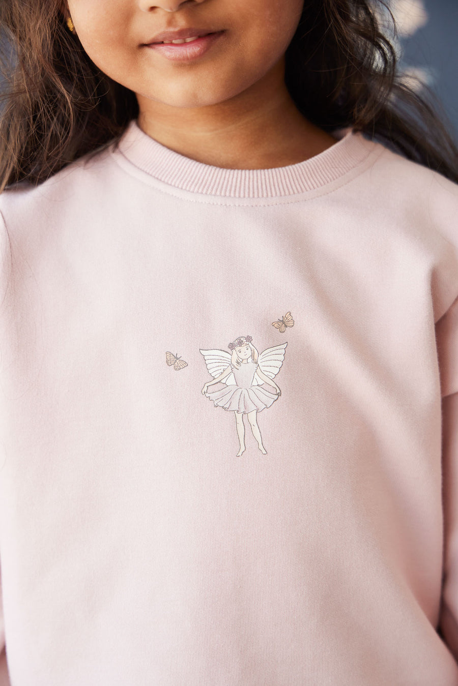 Organic Cotton Bobbie Sweatshirt - Shell Pink Fairy Childrens Top from Jamie Kay NZ