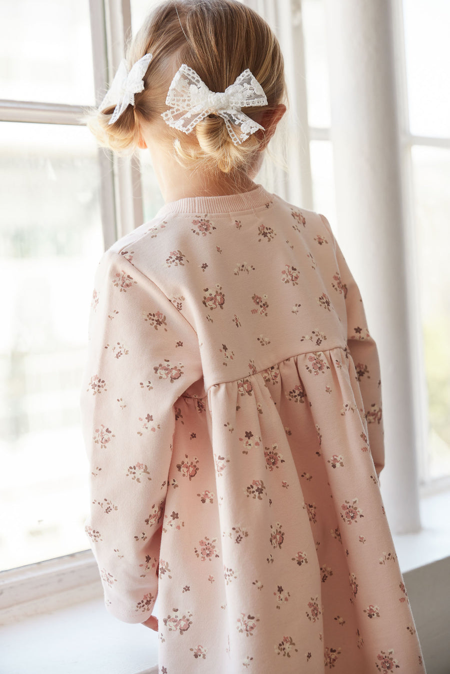 Organic Cotton Charlotte Dress - Petite Fleur Soft Peony Childrens Dress from Jamie Kay NZ