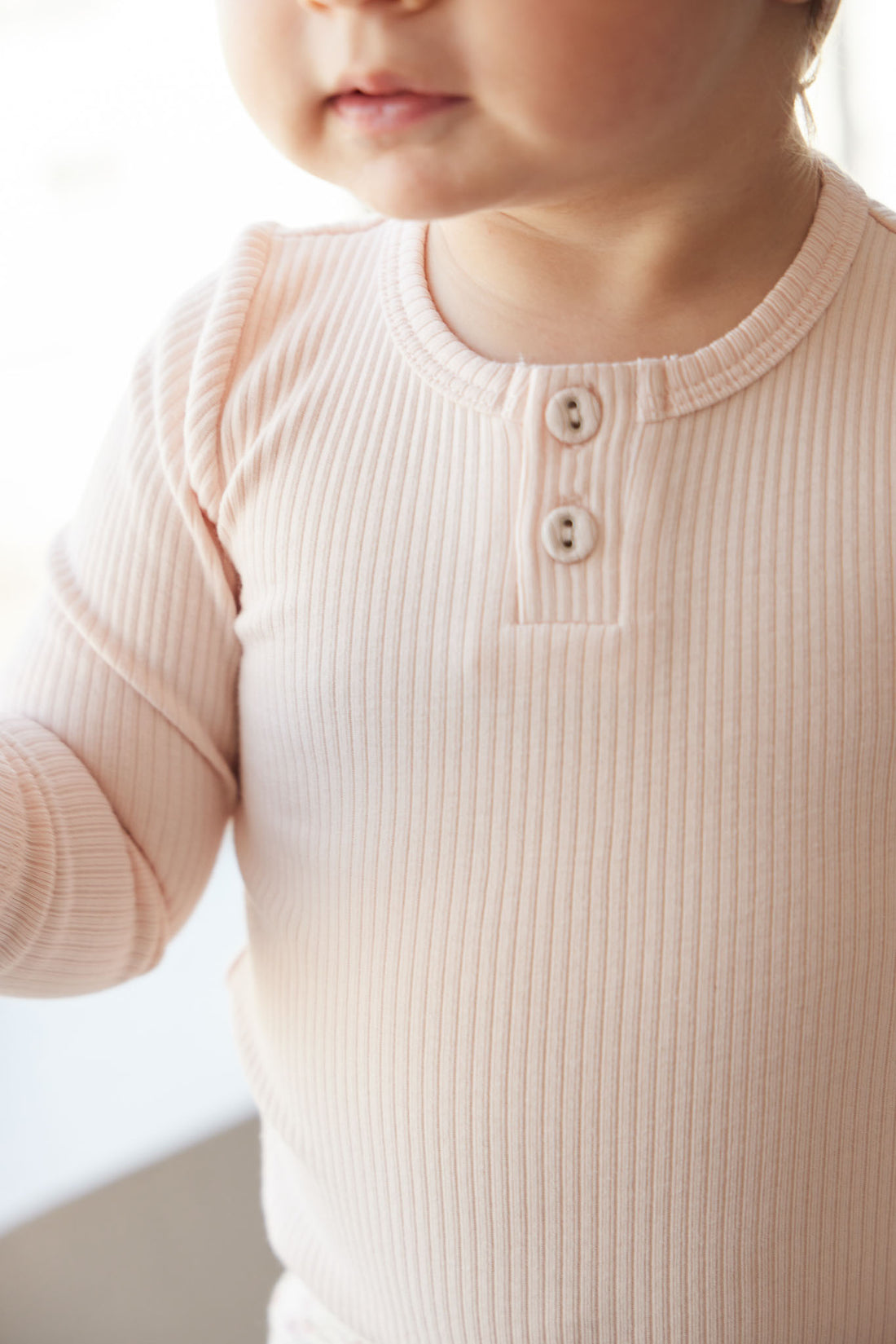 Organic Cotton Modal Long Sleeve Bodysuit - Dainty Pink Childrens Bodysuit from Jamie Kay NZ