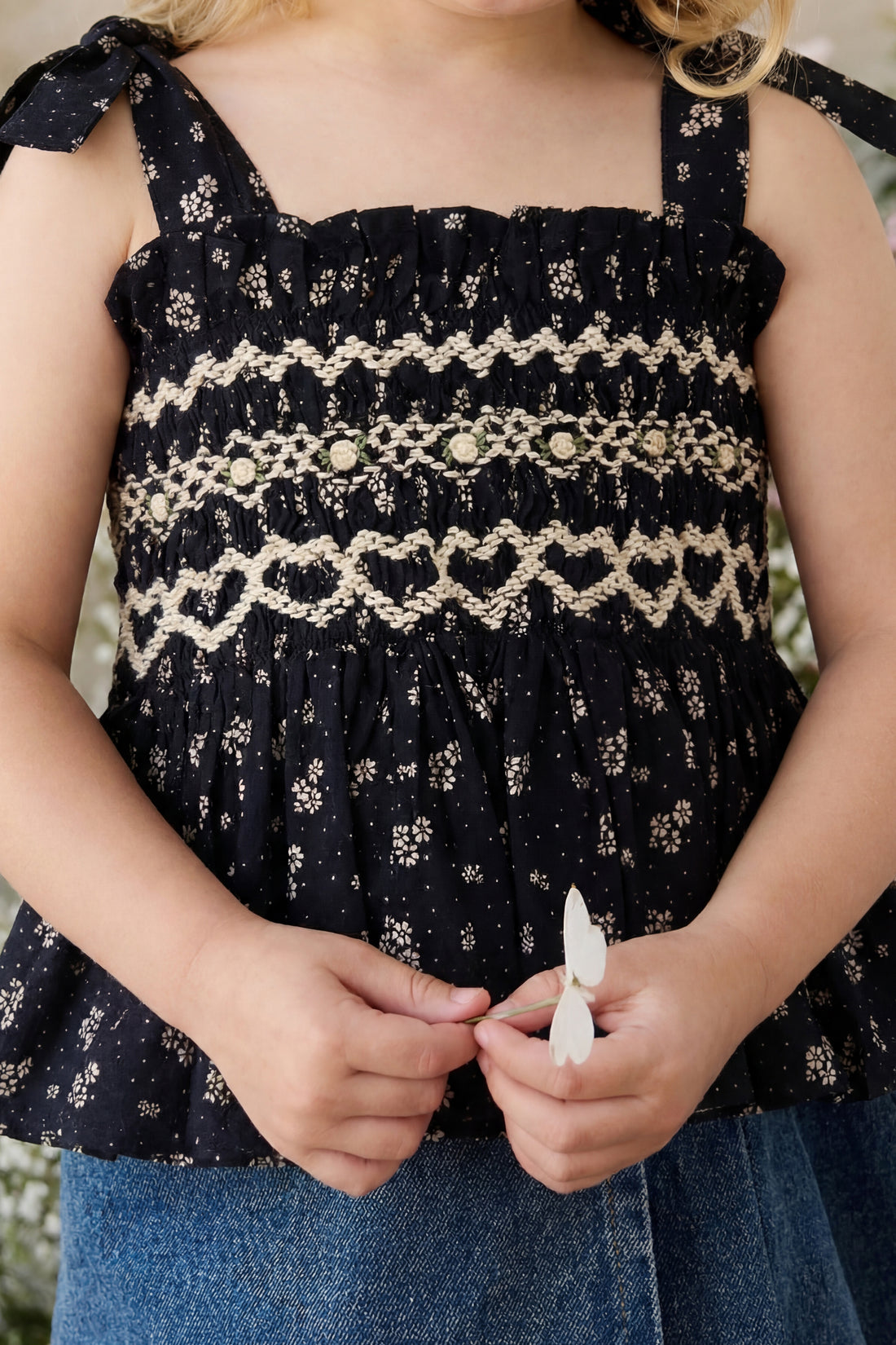 Organic Cotton Carine Top - Maisie Navy Childrens Top from Jamie Kay NZ