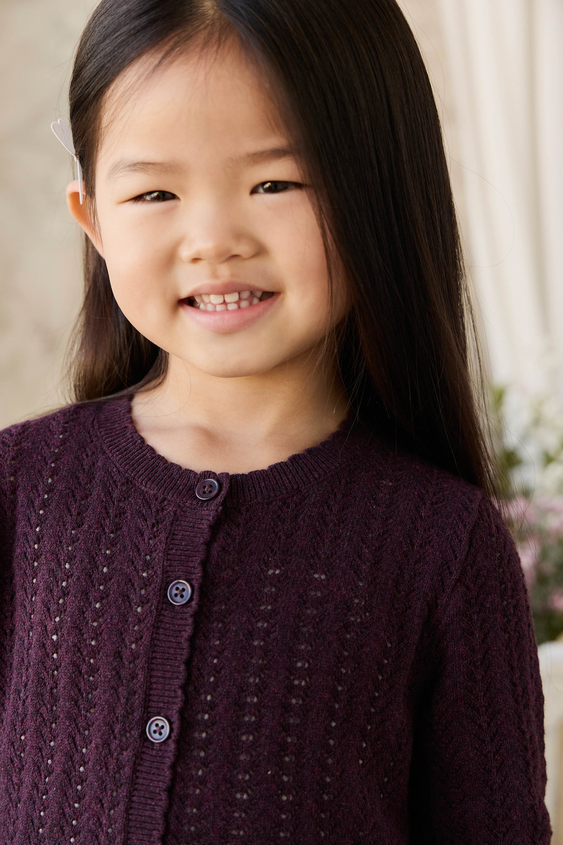 Maxine Knitted Cardigan - Blackcurrant Childrens Cardigan from Jamie Kay NZ