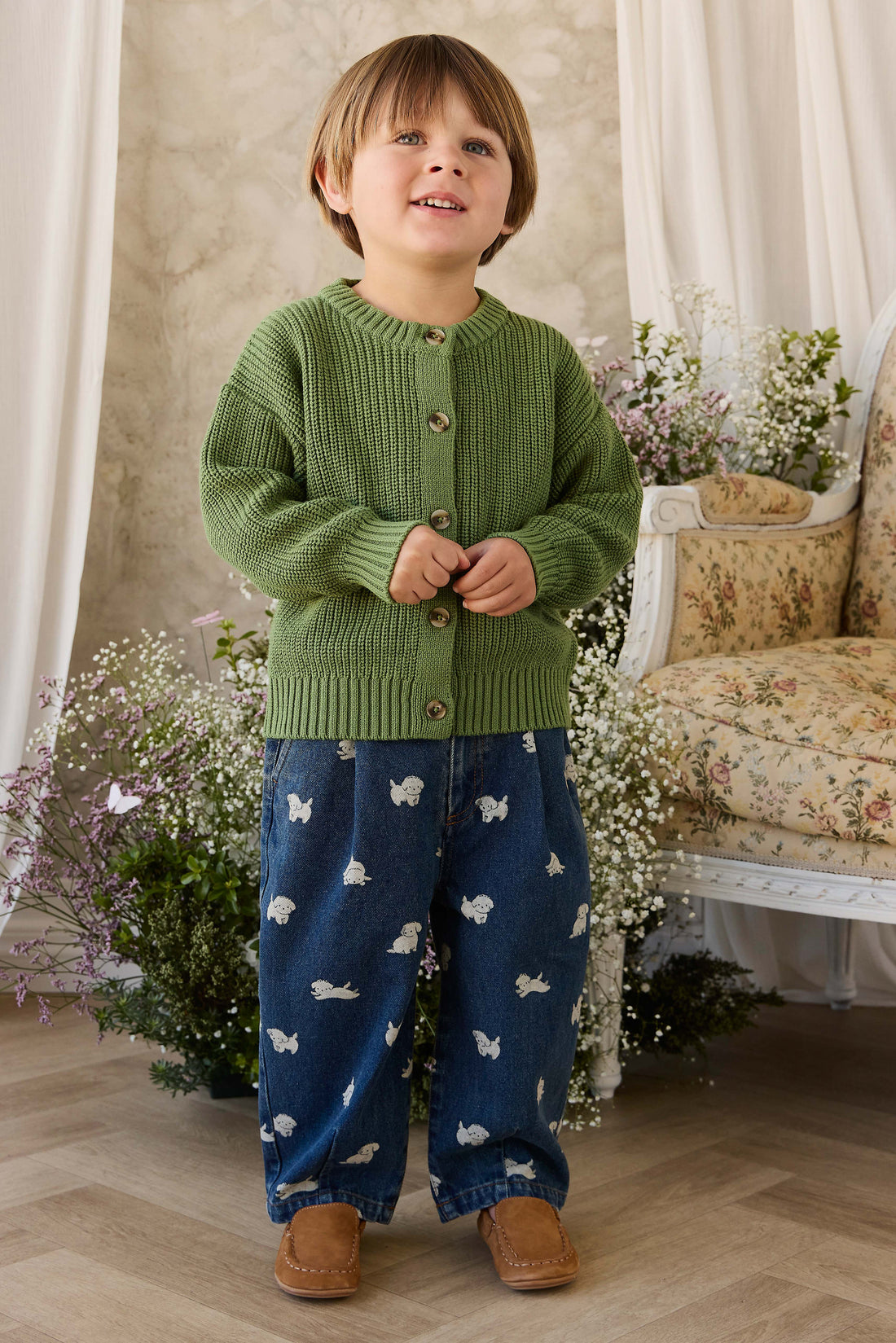 Johan Knitted Cardigan - Matcha Childrens Cardigan from Jamie Kay NZ