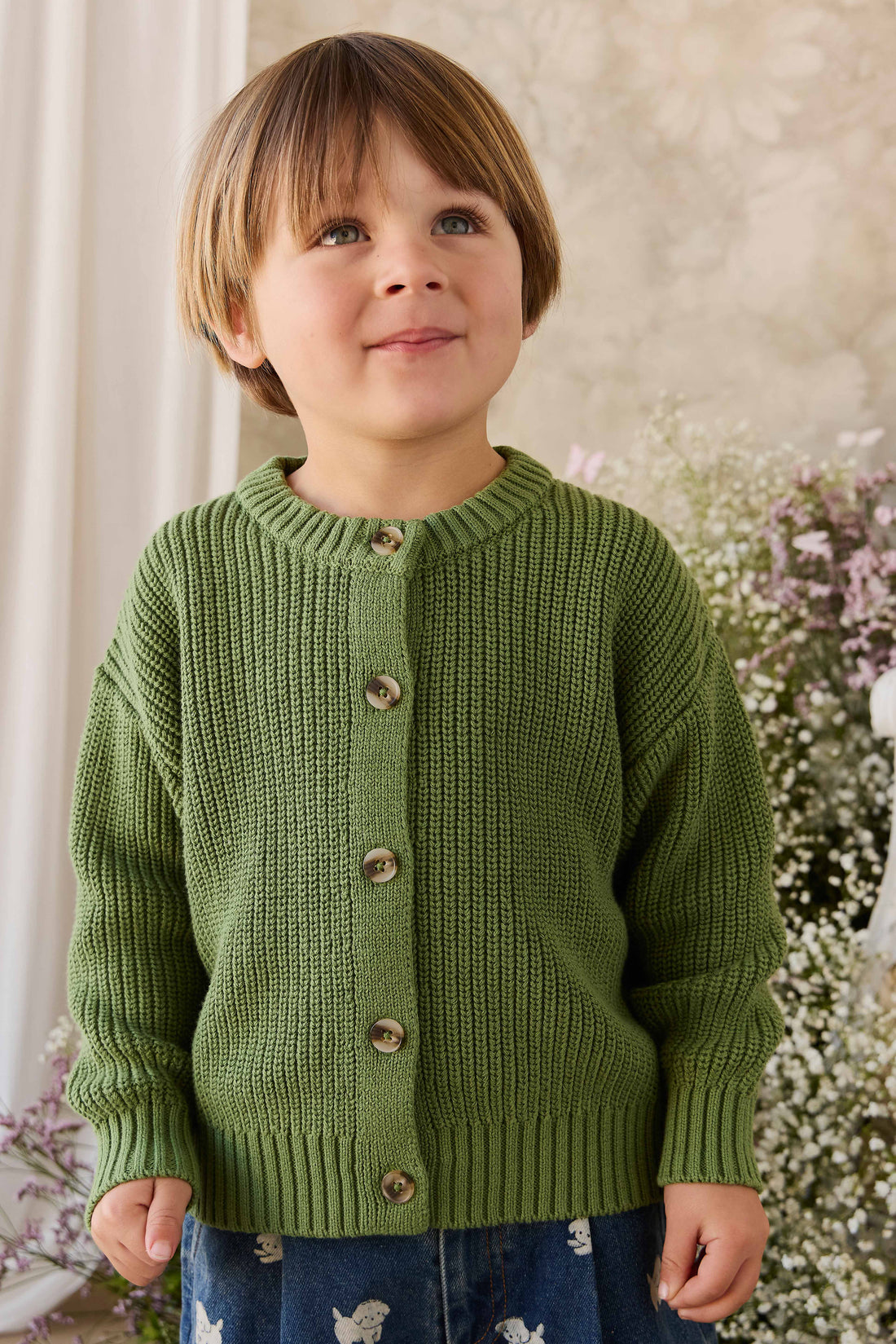Johan Knitted Cardigan - Matcha Childrens Cardigan from Jamie Kay NZ