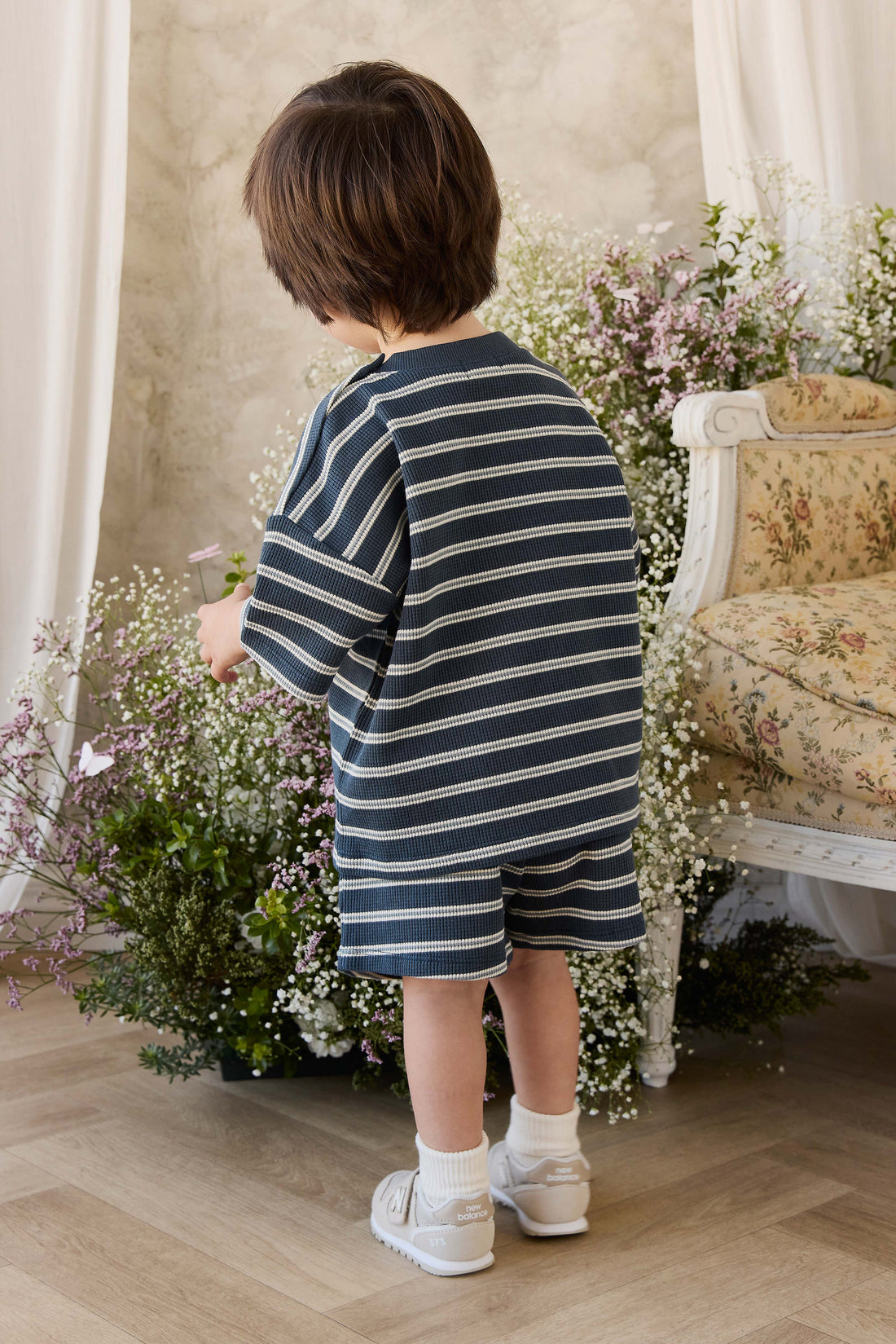 Organic Cotton Waffle Leith Tee - Dreamer Stripe Captain Childrens Top from Jamie Kay NZ