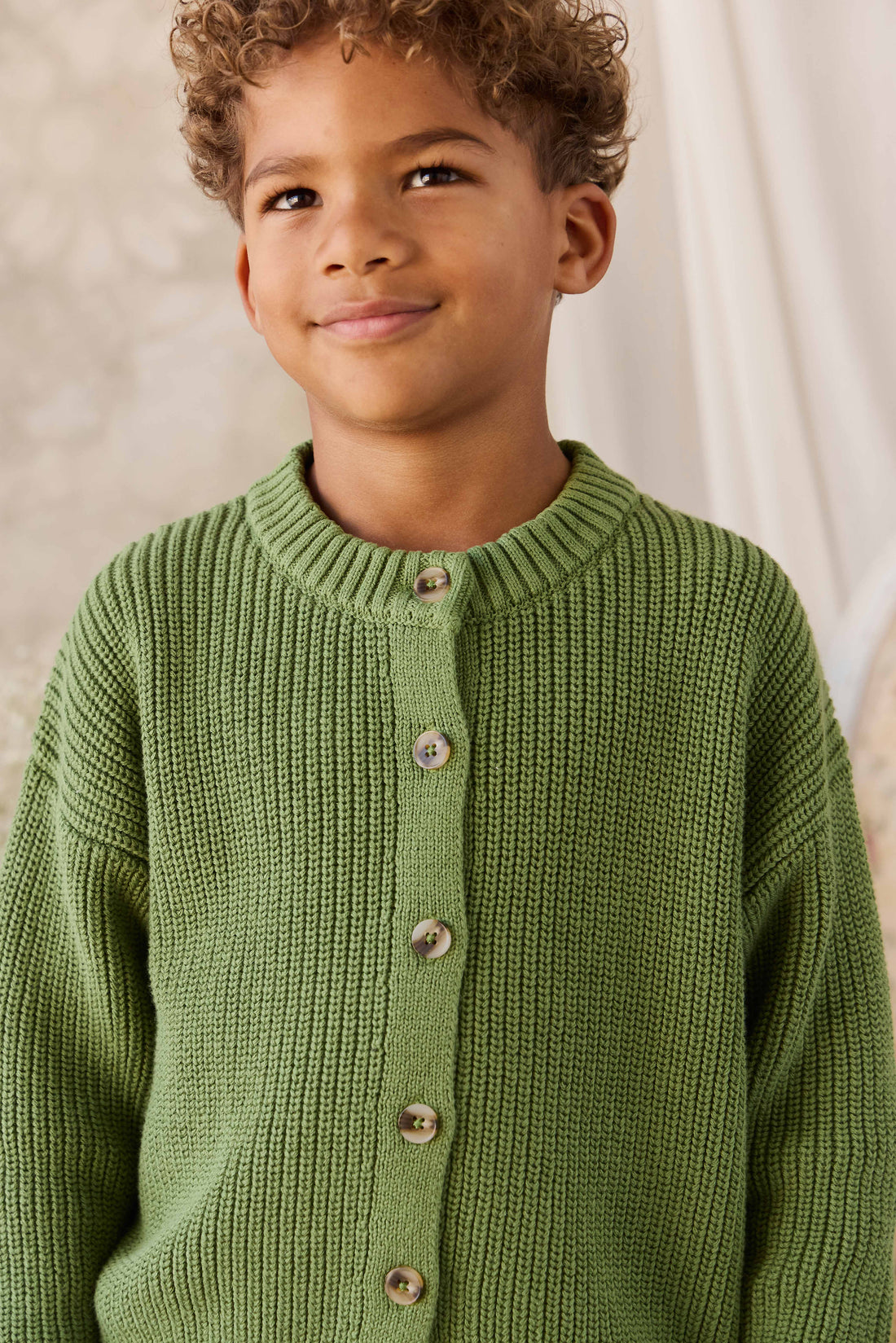 Johan Knitted Cardigan - Matcha Childrens Cardigan from Jamie Kay NZ