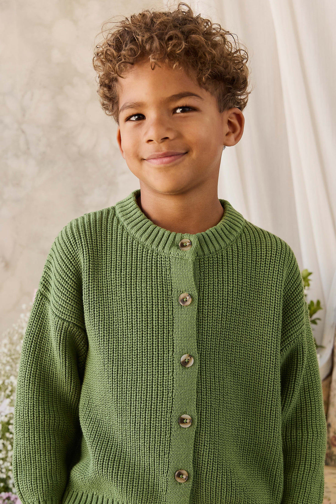 Johan Knitted Cardigan - Matcha Childrens Cardigan from Jamie Kay NZ
