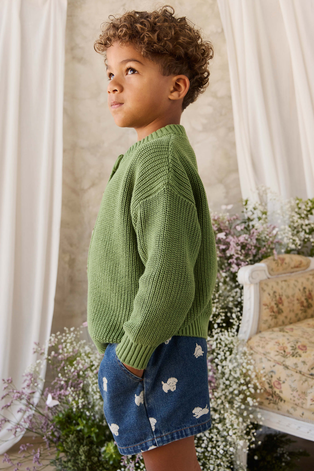 Johan Knitted Cardigan - Matcha Childrens Cardigan from Jamie Kay NZ