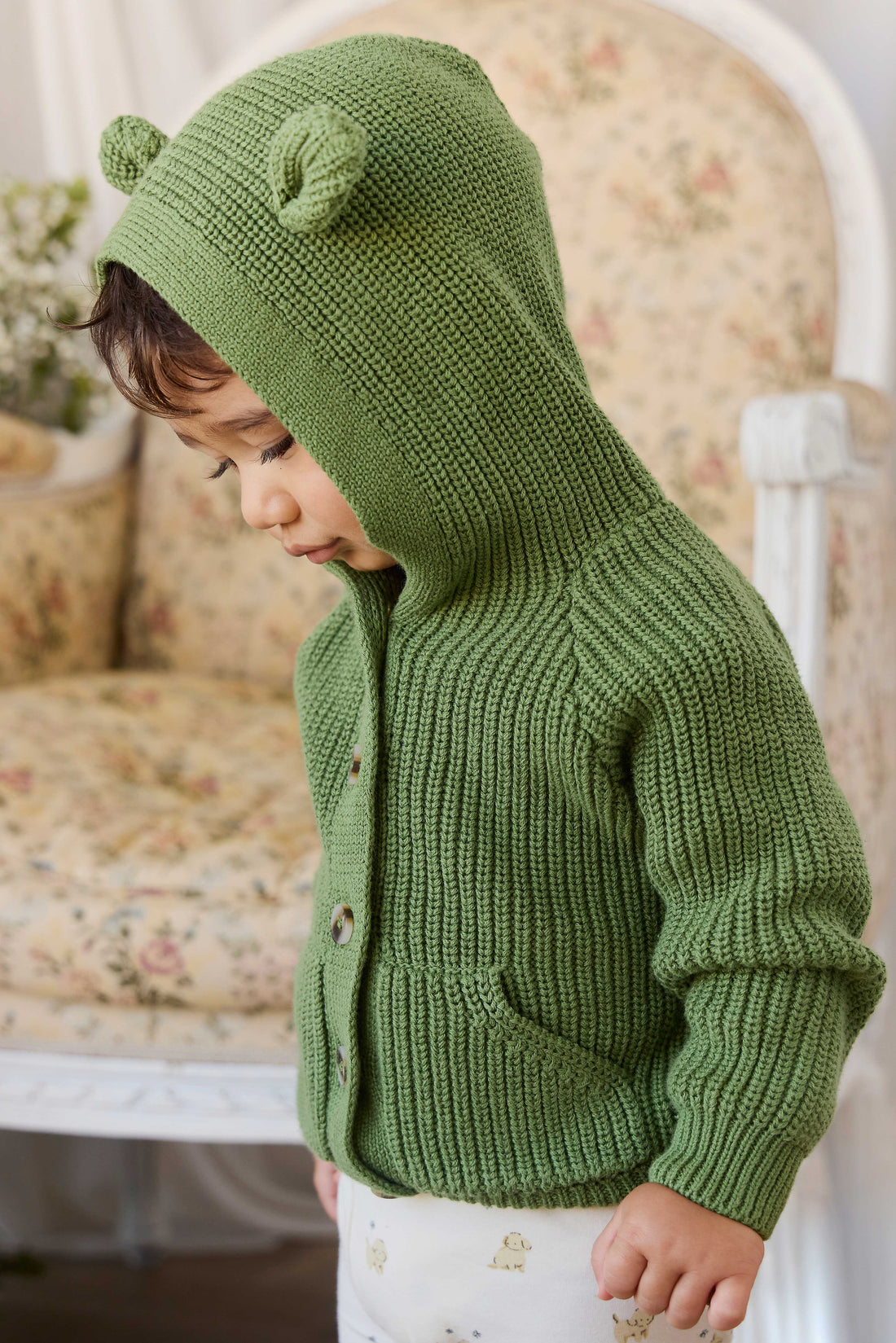 Bear Cardigan - Matcha Childrens Cardigan from Jamie Kay NZ