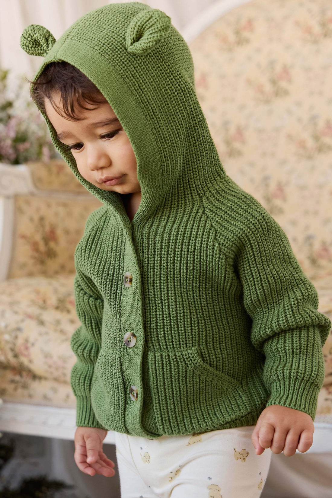Bear Cardigan - Matcha Childrens Cardigan from Jamie Kay NZ