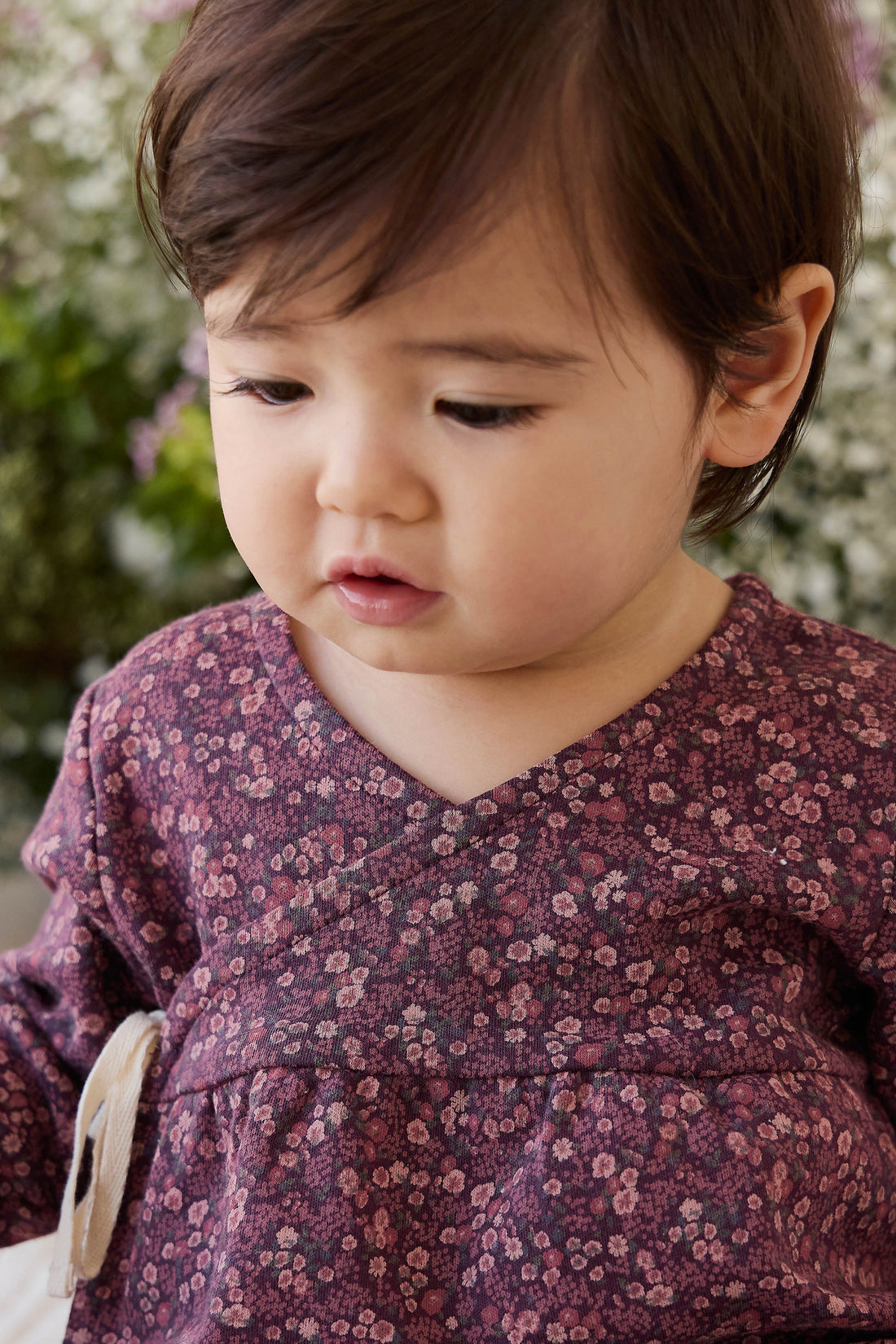 Organic Cotton Clemence Wrap Top - Fig Floral Childrens Top from Jamie Kay NZ
