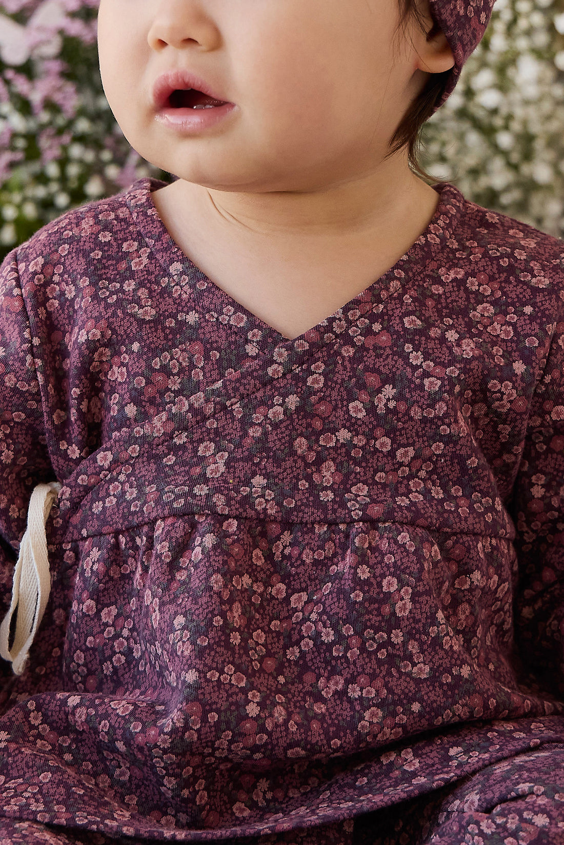 Organic Cotton Clemence Wrap Top - Fig Floral Childrens Top from Jamie Kay NZ