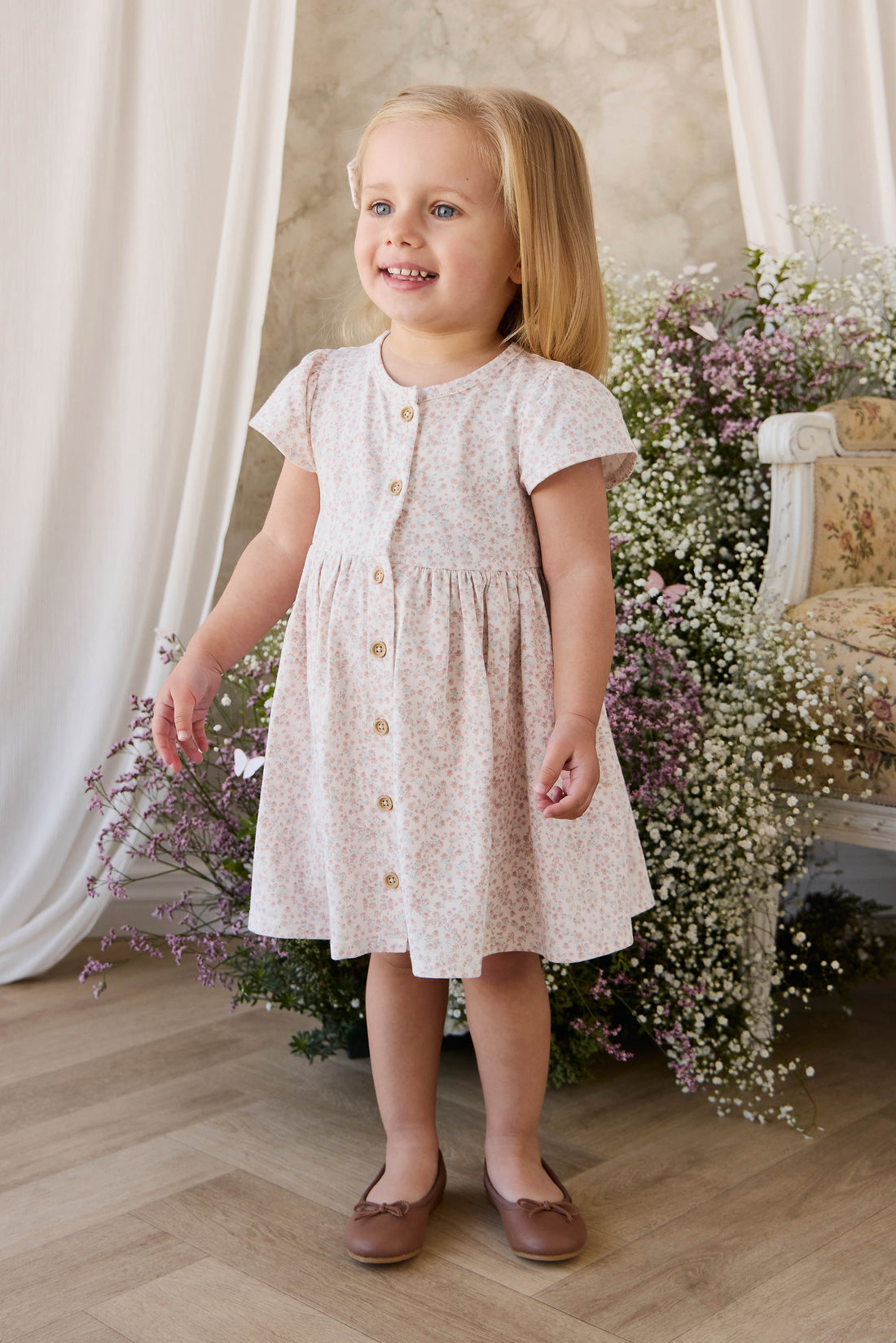 Organic Cotton Dahlia Dress - Posy Milk Childrens Dress from Jamie Kay NZ