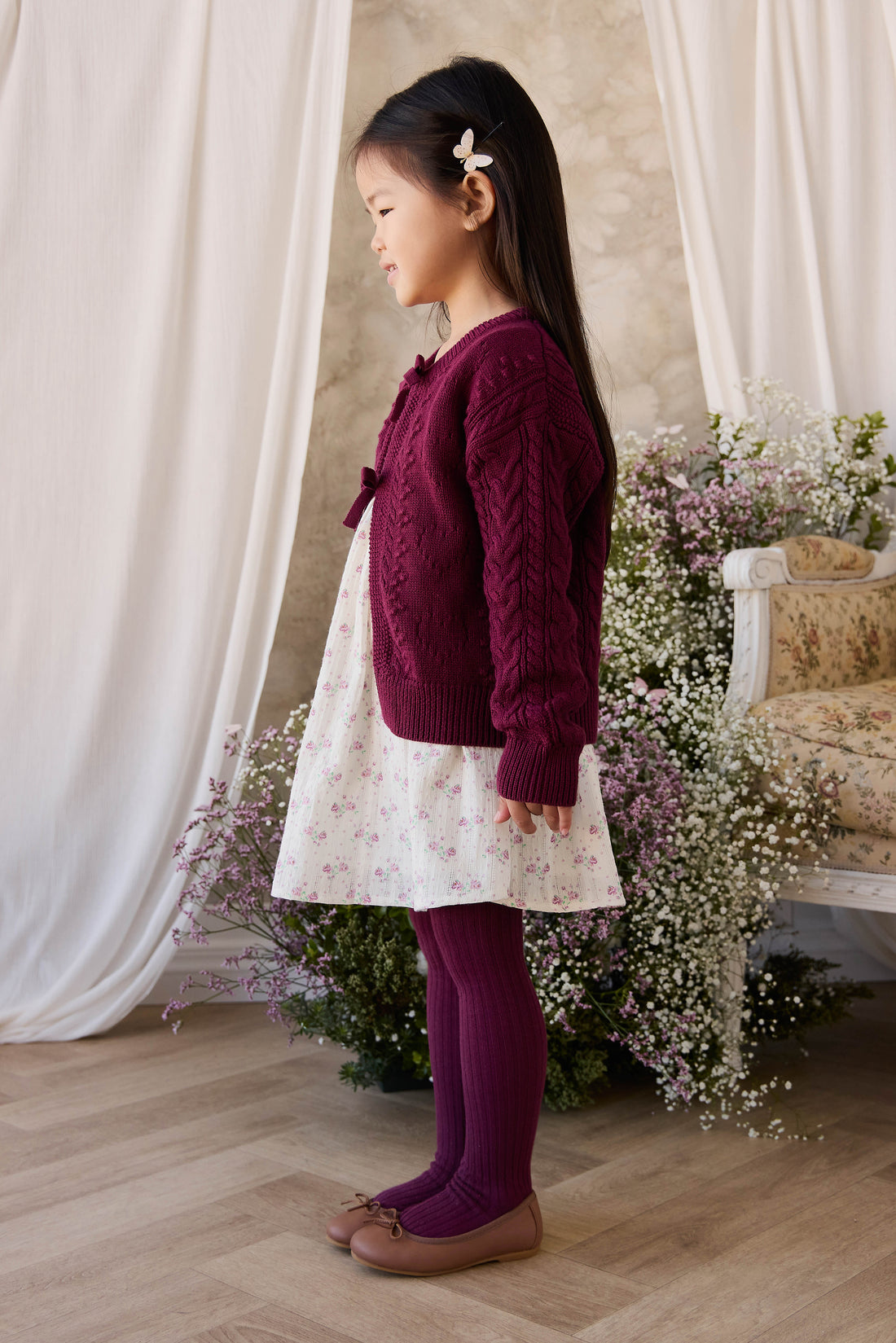 Josephine Knitted Cardigan - Mulberry Wood Childrens Cardigan from Jamie Kay NZ