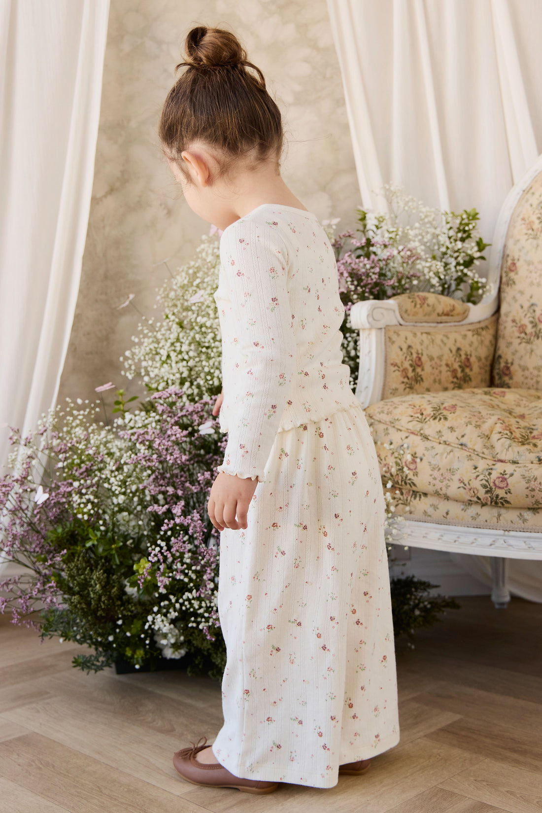 Organic Cotton Pointelle Carine Cardigan - Eloise Egret Childrens Cardigan from Jamie Kay NZ