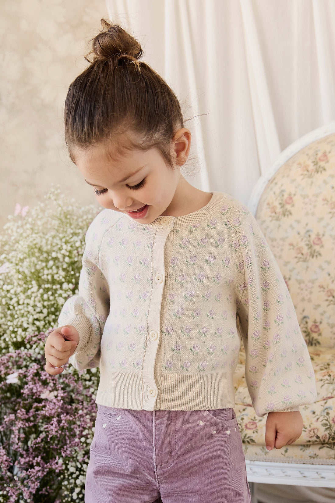 Evie Knitted Cardigan - Vanilla Evie Childrens Cardigan from Jamie Kay NZ