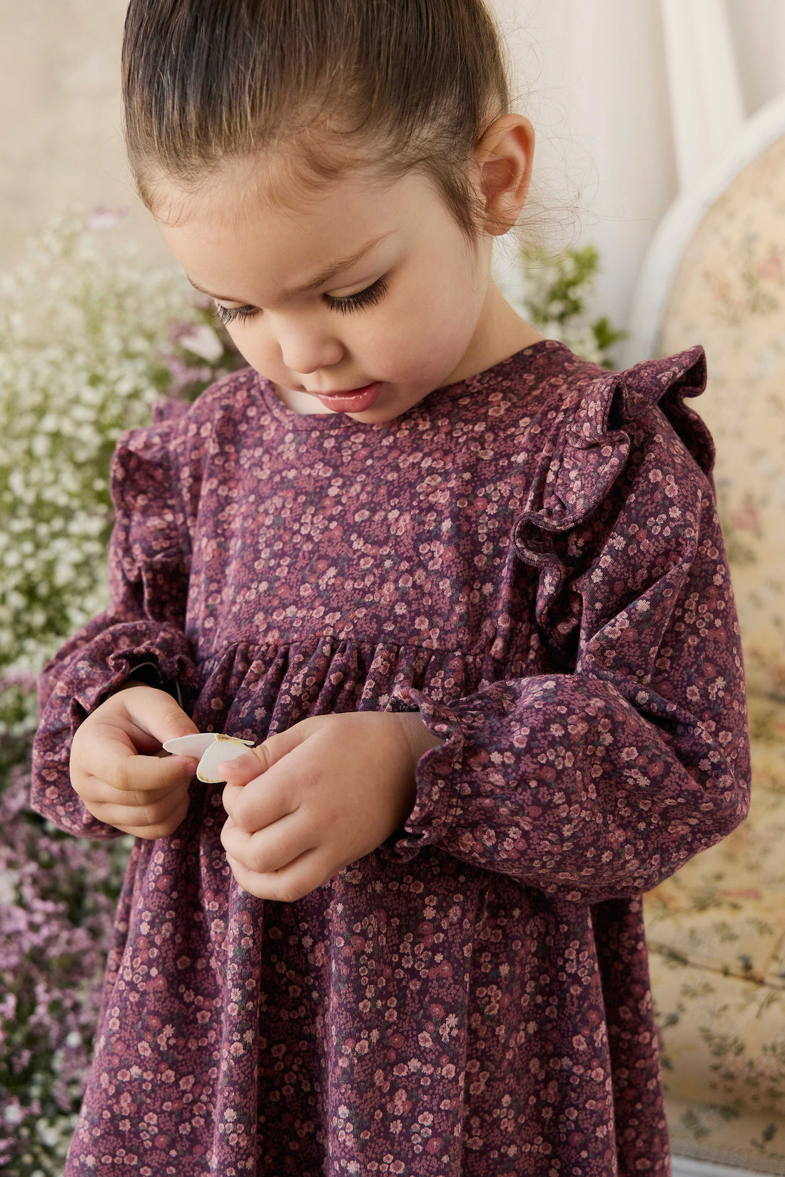 Organic Cotton Frankie Dress - Fig Floral Childrens Dress from Jamie Kay NZ