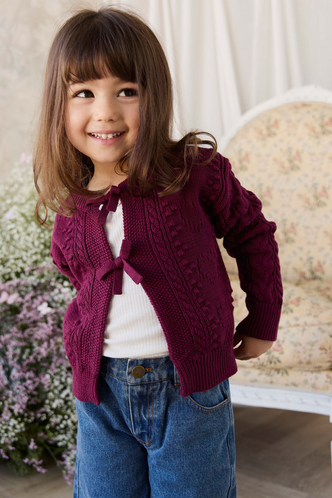 Josephine Knitted Cardigan - Mulberry Wood Childrens Cardigan from Jamie Kay NZ