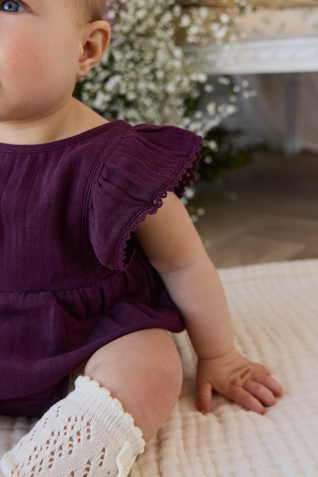 Organic Cotton Muslin Beatrice Playsuit - Fig Childrens Playsuit from Jamie Kay NZ