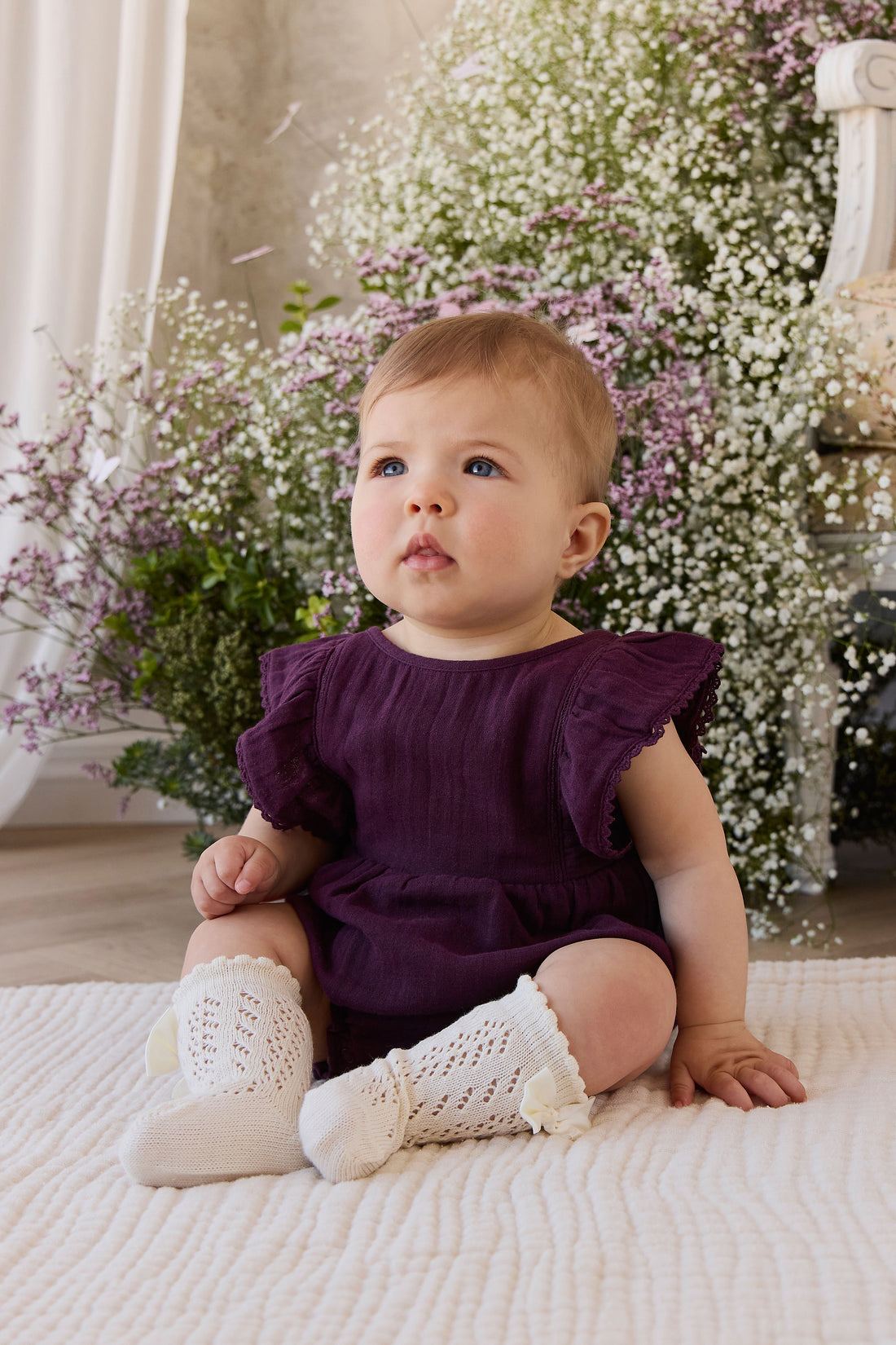 Organic Cotton Muslin Beatrice Playsuit - Fig Childrens Playsuit from Jamie Kay NZ