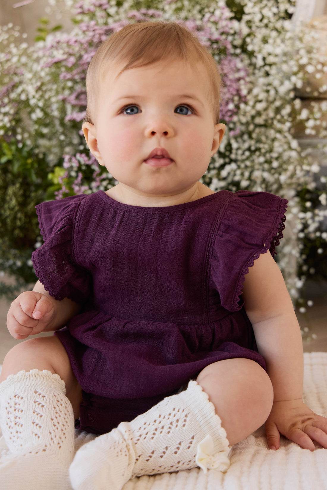 Organic Cotton Muslin Beatrice Playsuit - Fig Childrens Playsuit from Jamie Kay NZ