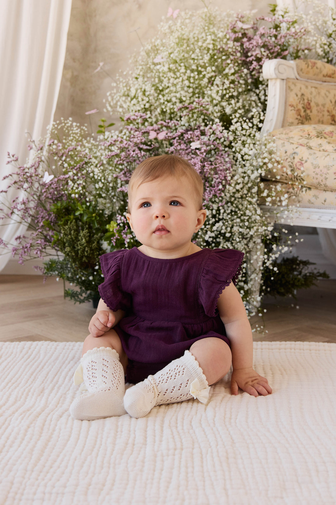 Organic Cotton Muslin Beatrice Playsuit - Fig Childrens Playsuit from Jamie Kay NZ