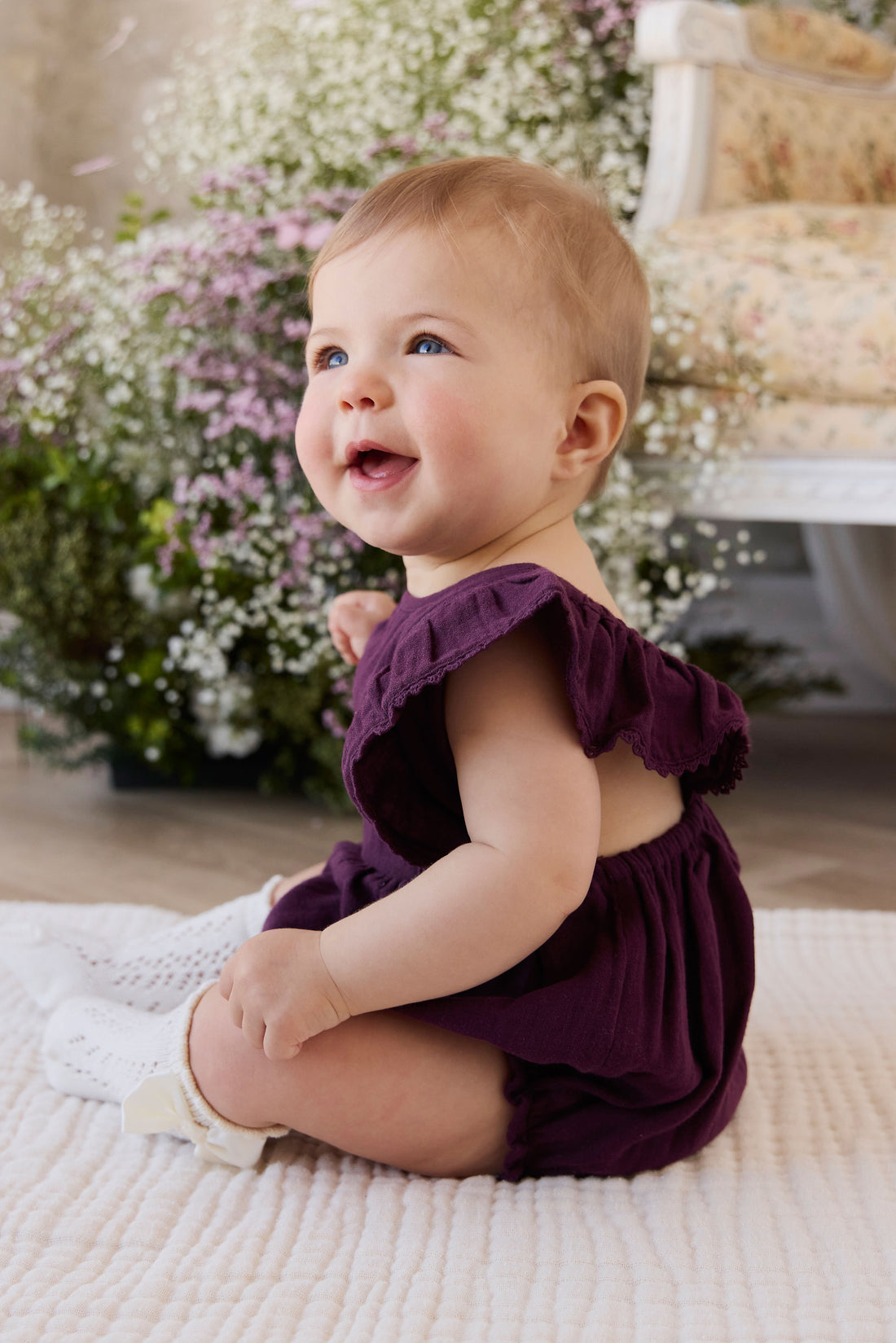 Organic Cotton Muslin Beatrice Playsuit - Fig Childrens Playsuit from Jamie Kay NZ