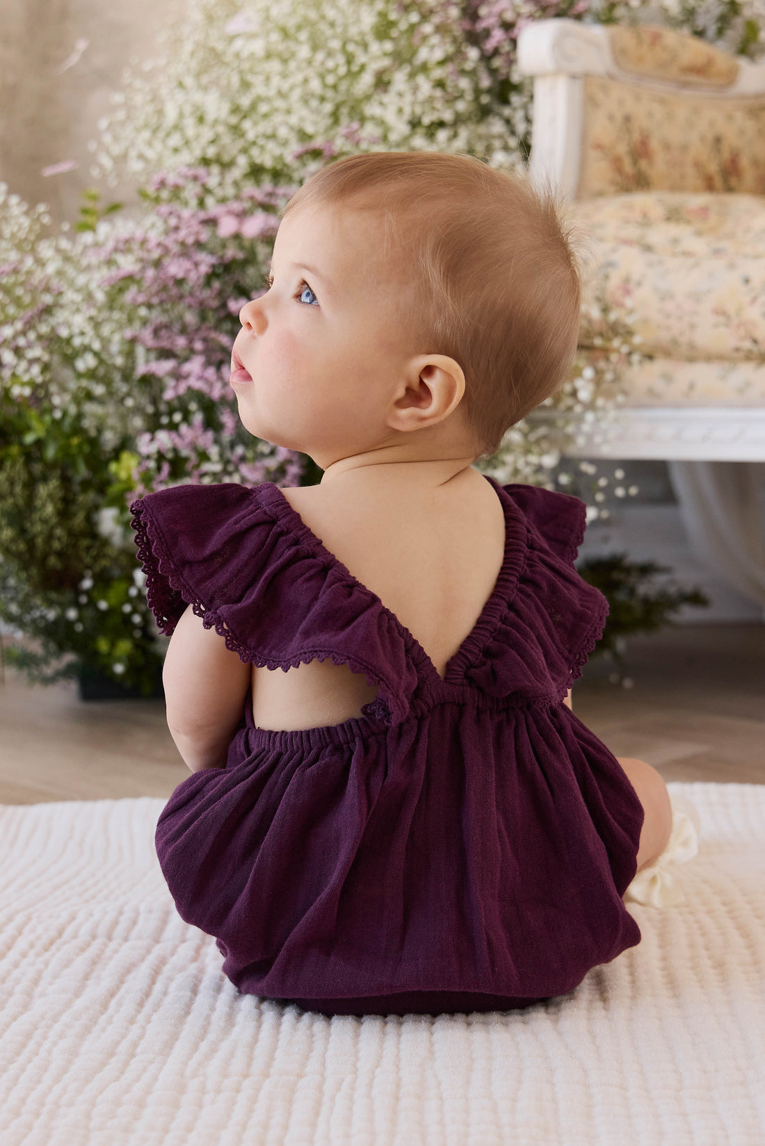 Organic Cotton Muslin Beatrice Playsuit - Fig Childrens Playsuit from Jamie Kay NZ