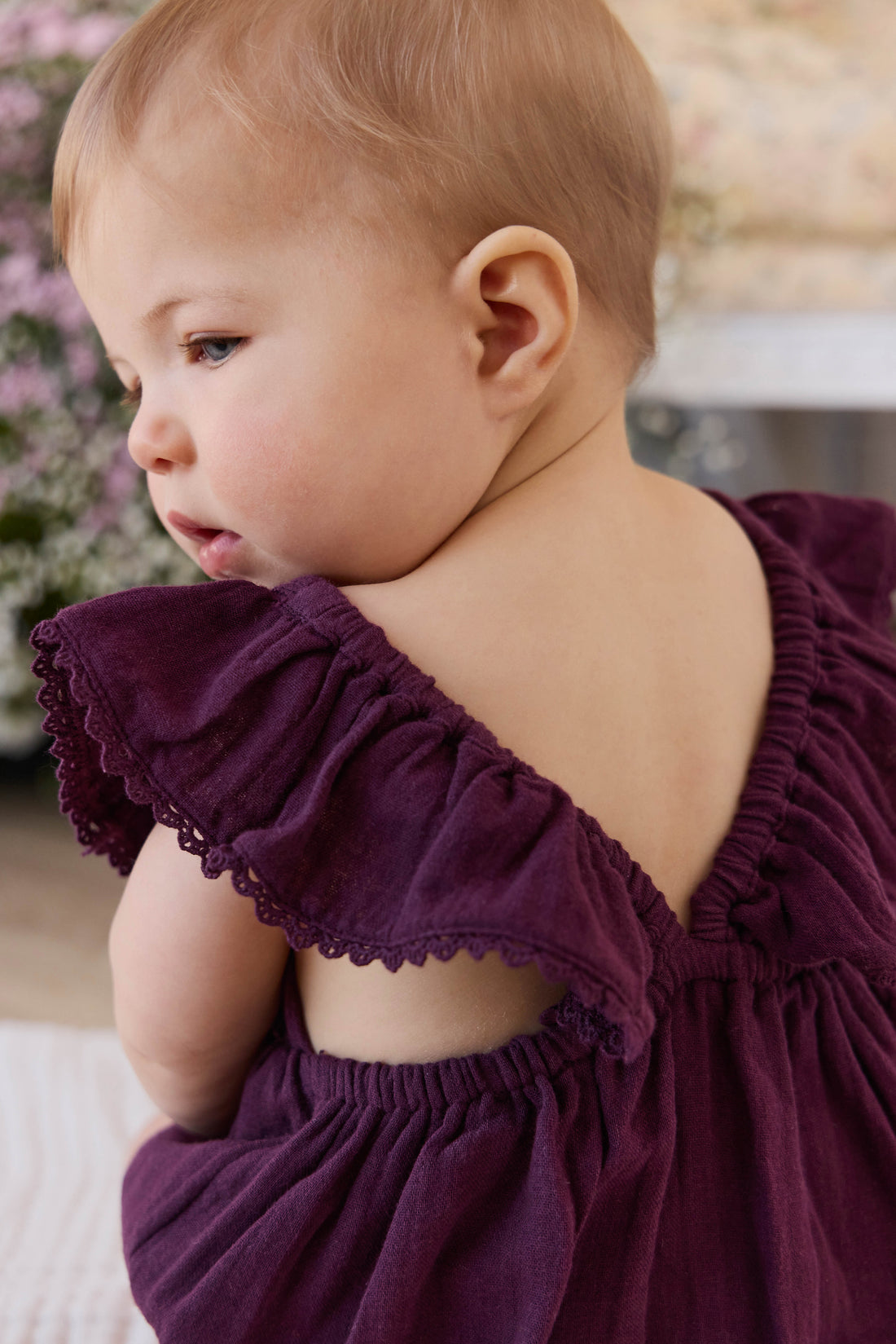 Organic Cotton Muslin Beatrice Playsuit - Fig Childrens Playsuit from Jamie Kay NZ