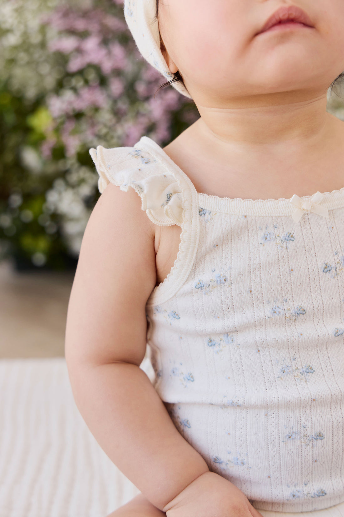 Organic Cotton Pointelle Eliane Bodysuit - Molly Blue Childrens Bodysuit from Jamie Kay NZ