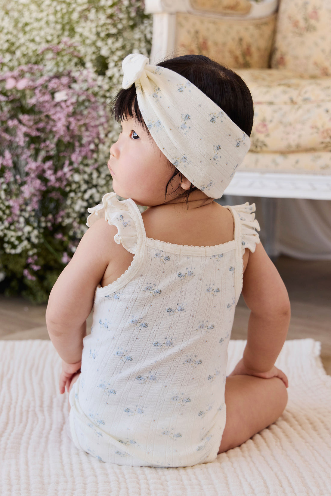 Organic Cotton Pointelle Eliane Bodysuit - Molly Blue Childrens Bodysuit from Jamie Kay NZ