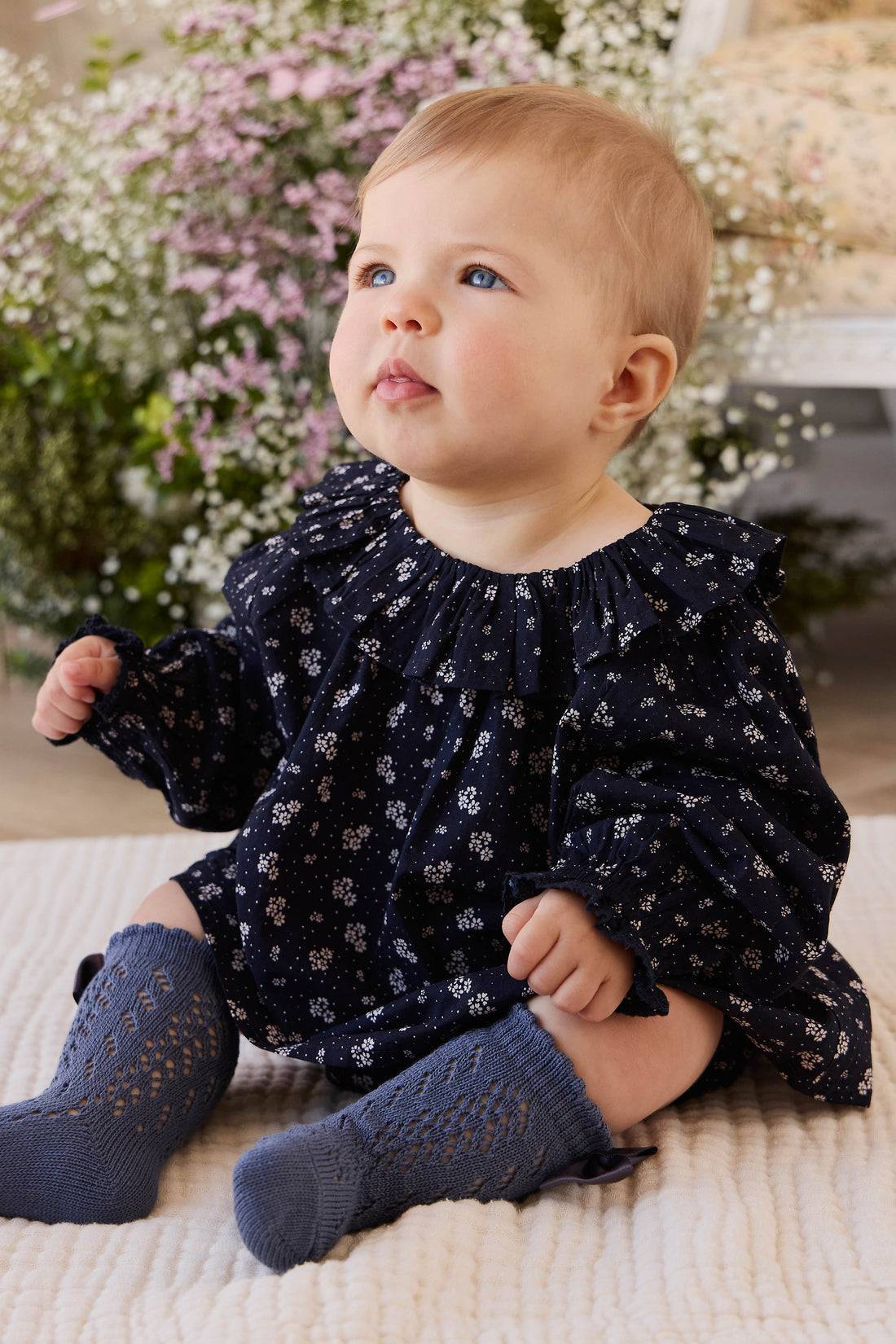 Organic Cotton Dominique Top - Maisie Navy Childrens Top from Jamie Kay NZ