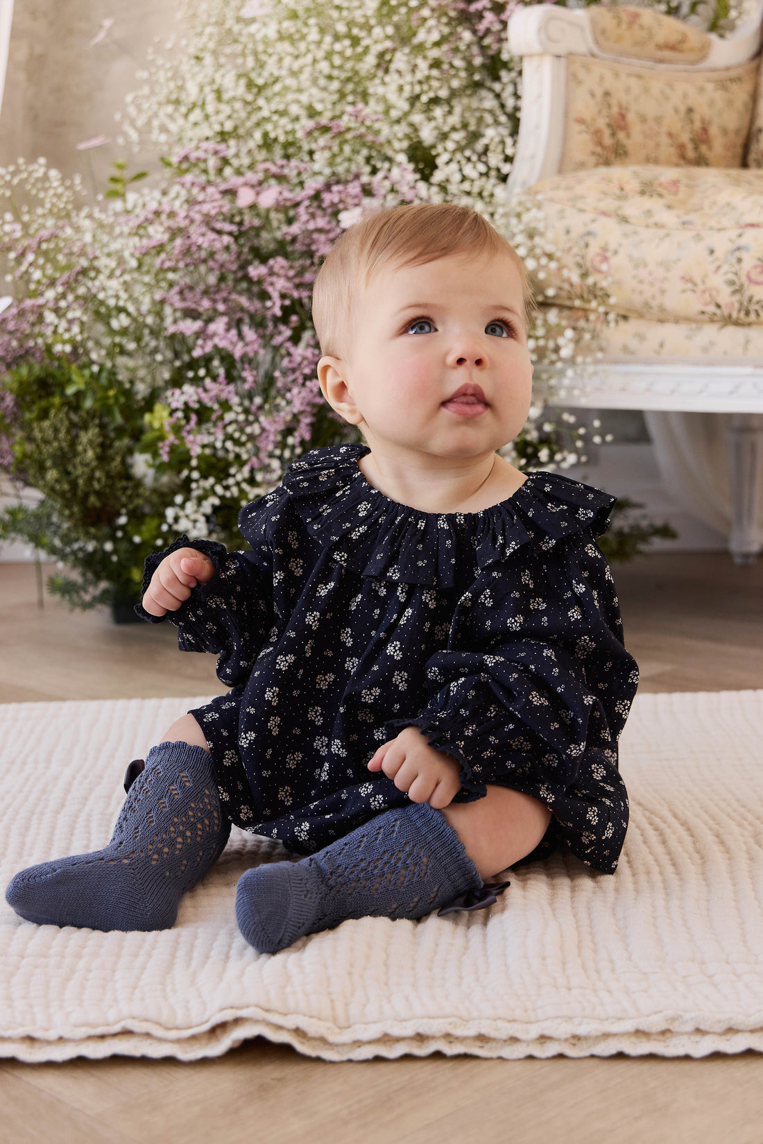 Organic Cotton Dominique Top - Maisie Navy Childrens Top from Jamie Kay NZ