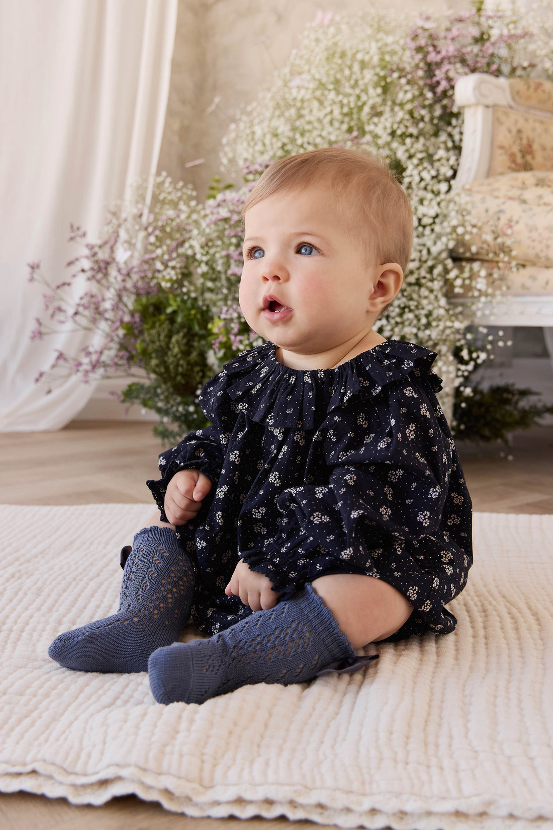 Organic Cotton Dominique Top - Maisie Navy Childrens Top from Jamie Kay NZ
