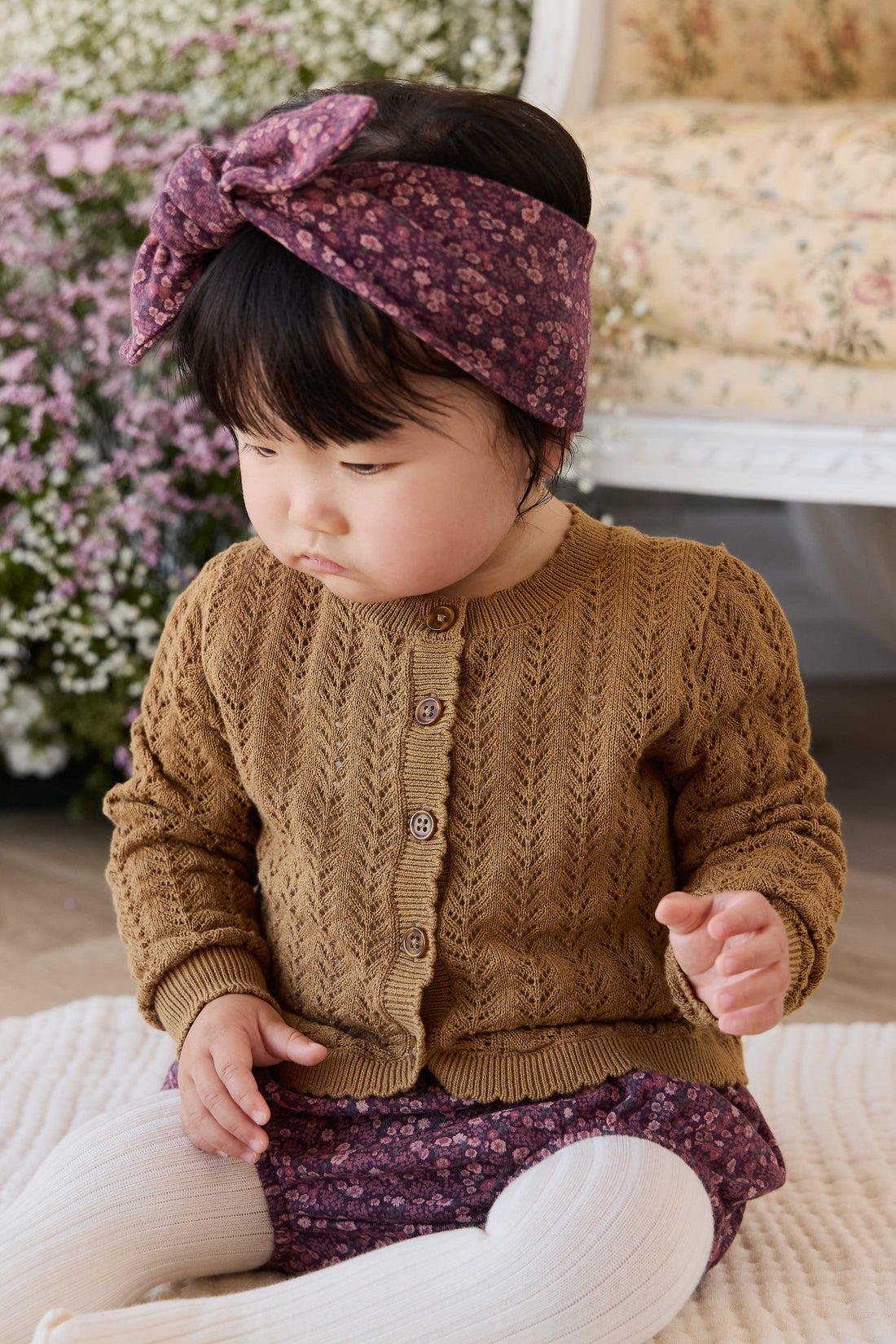 Maxine Knitted Cardigan - Antique Bronze Childrens Cardigan from Jamie Kay NZ