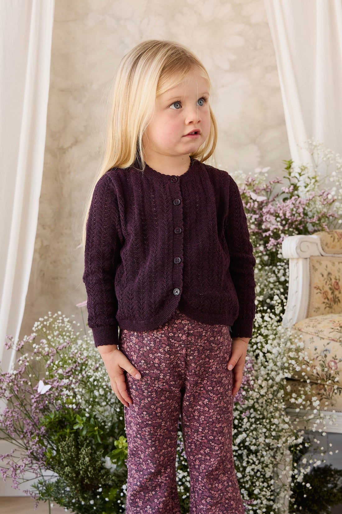 Organic Cotton Dominique Pant - Fig Floral Childrens Pant from Jamie Kay NZ