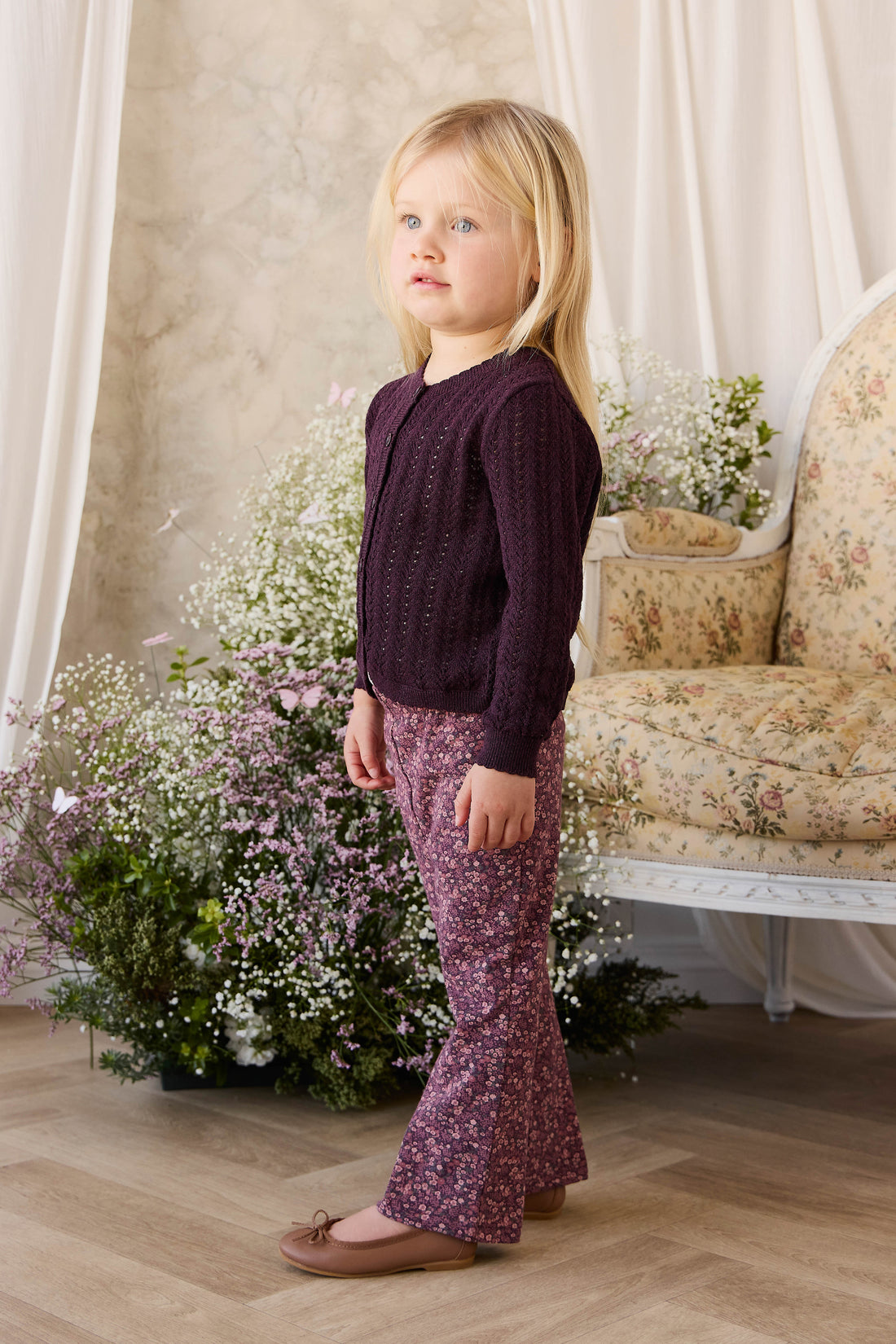Organic Cotton Dominique Pant - Fig Floral Childrens Pant from Jamie Kay NZ