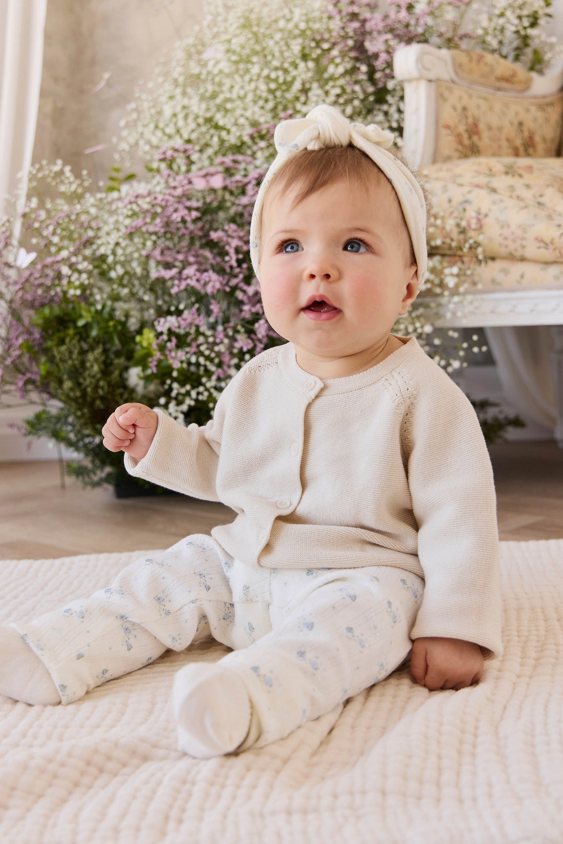 Delaney Knitted Cardigan - Vanilla Childrens Cardigan from Jamie Kay NZ