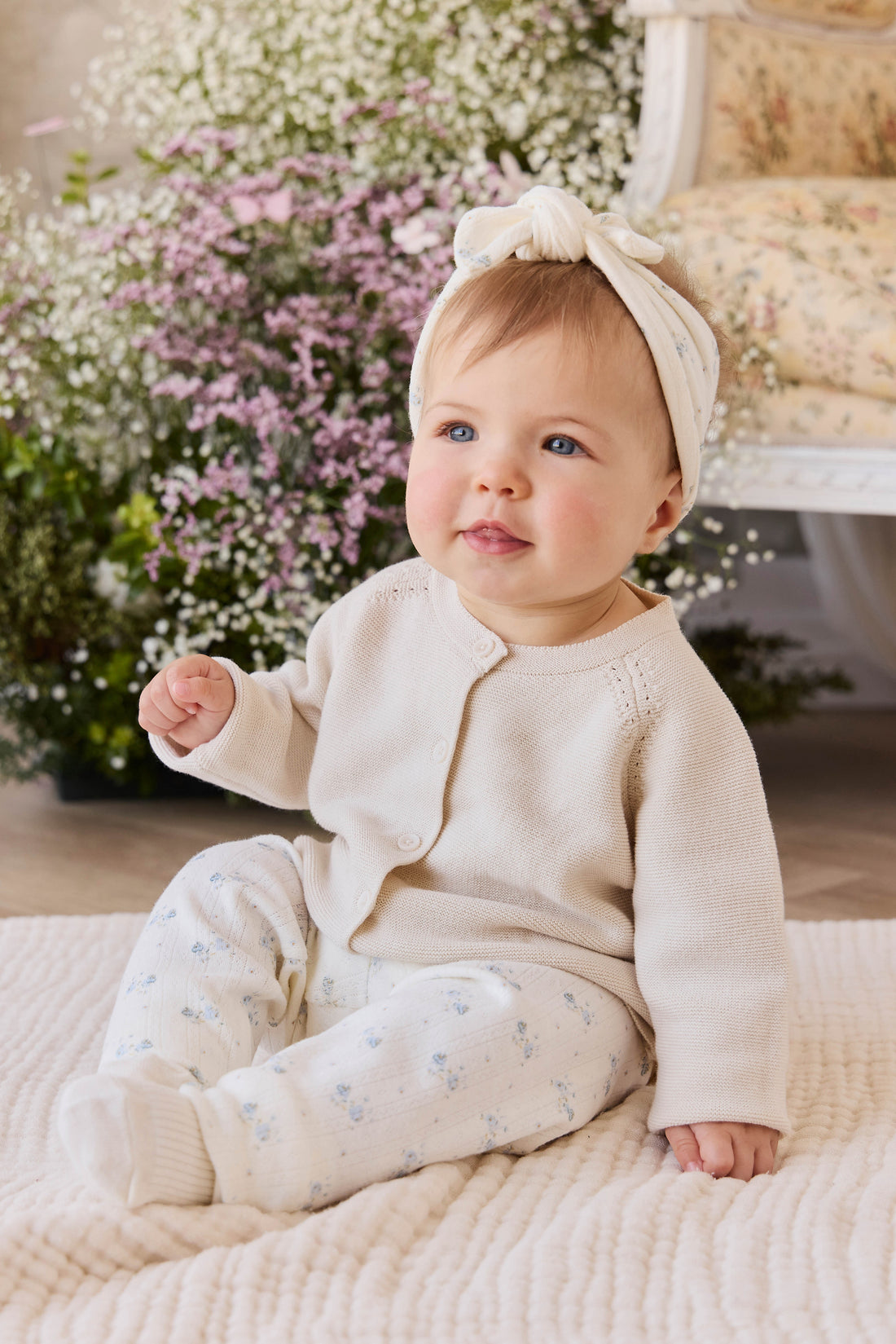 Organic Cotton Pointelle Everyday Legging - Molly Blue Childrens Legging from Jamie Kay NZ