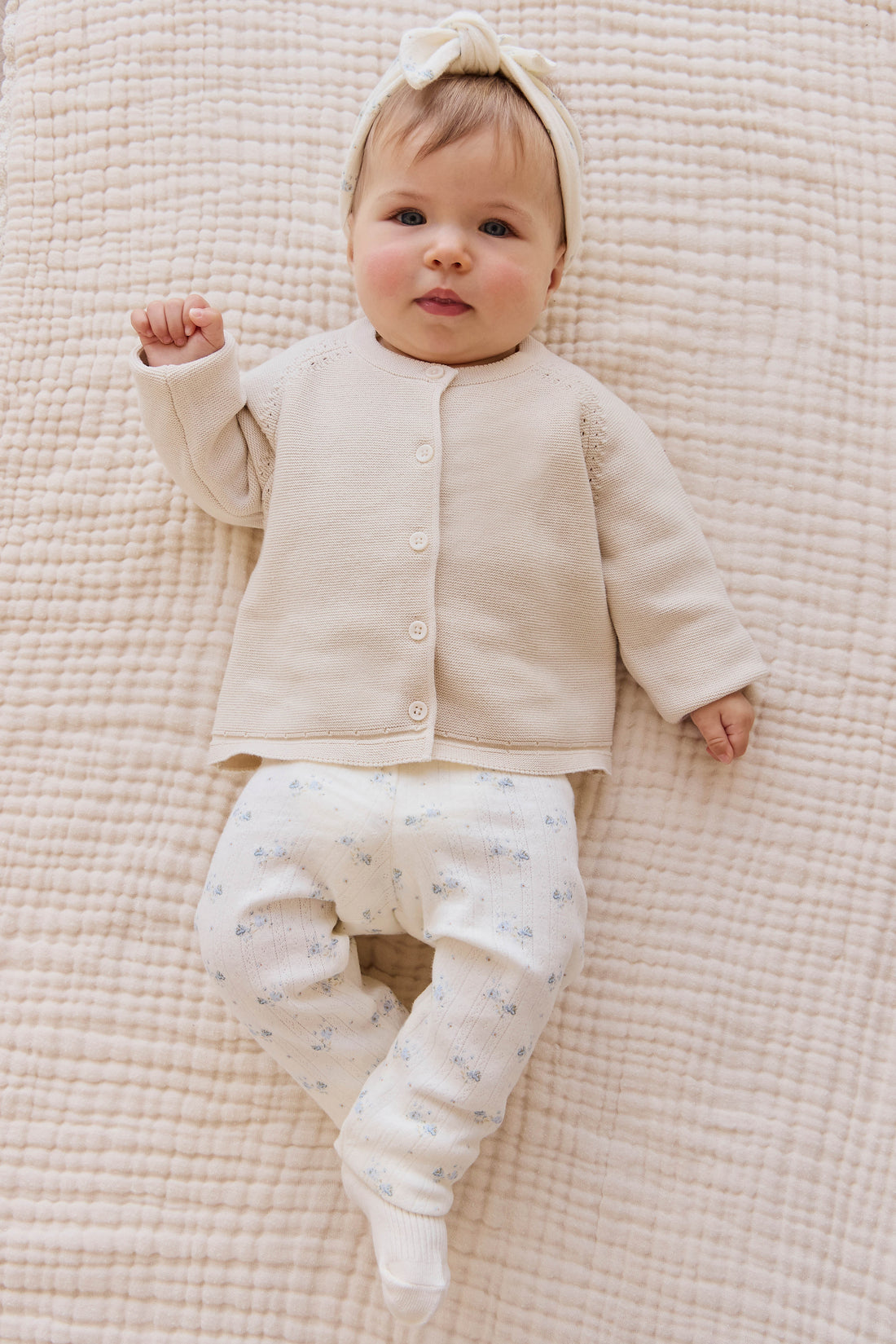 Organic Cotton Pointelle Everyday Legging - Molly Blue Childrens Legging from Jamie Kay NZ