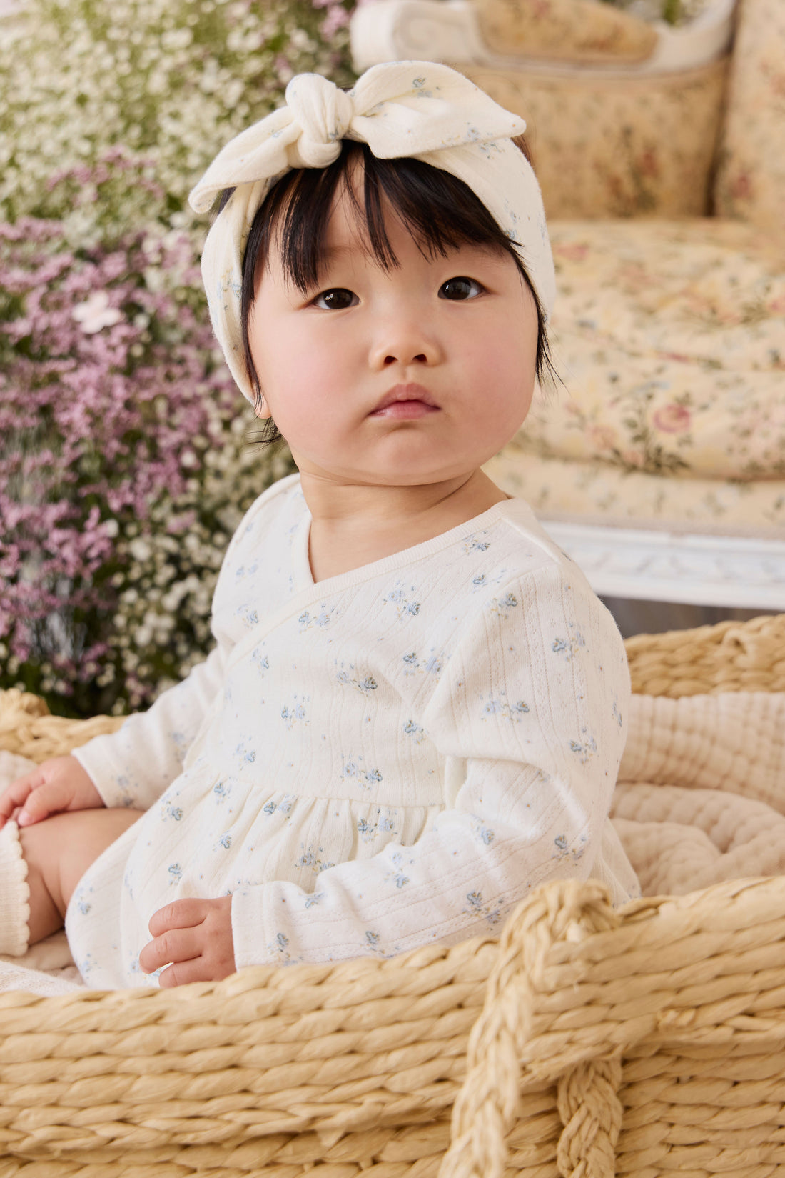 Organic Cotton Pointelle Clemence Wrap Top - Molly Blue Childrens Top from Jamie Kay NZ