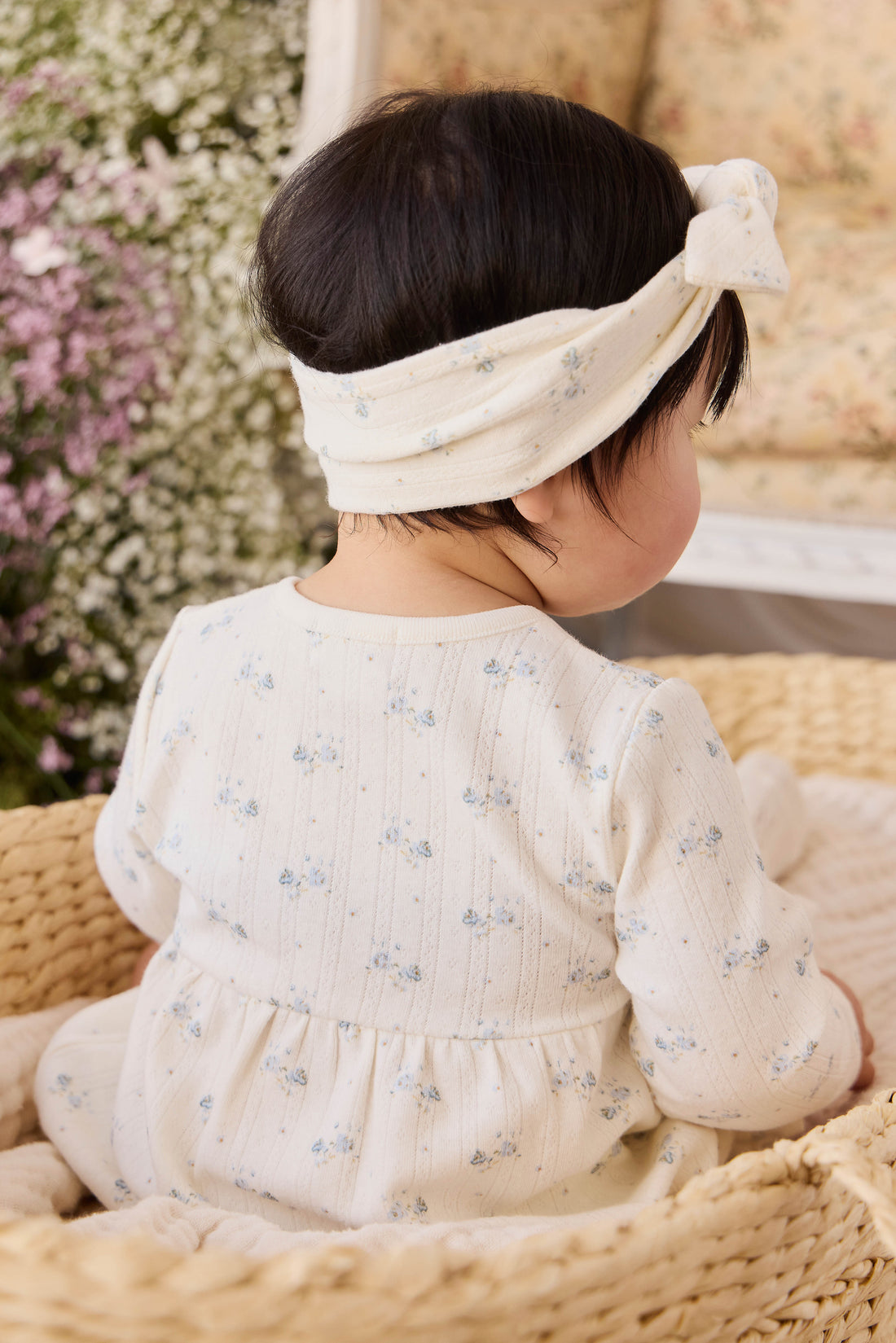 Organic Cotton Pointelle Clemence Wrap Top - Molly Blue Childrens Top from Jamie Kay NZ