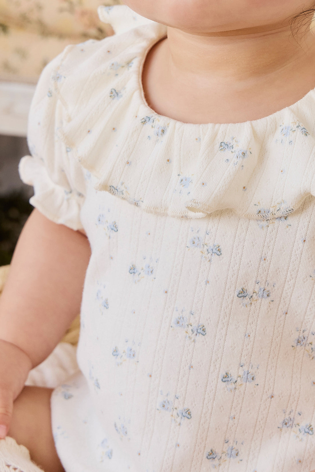 Organic Cotton Pointelle Marlene Bodysuit - Molly Blue Childrens Bodysuit from Jamie Kay NZ