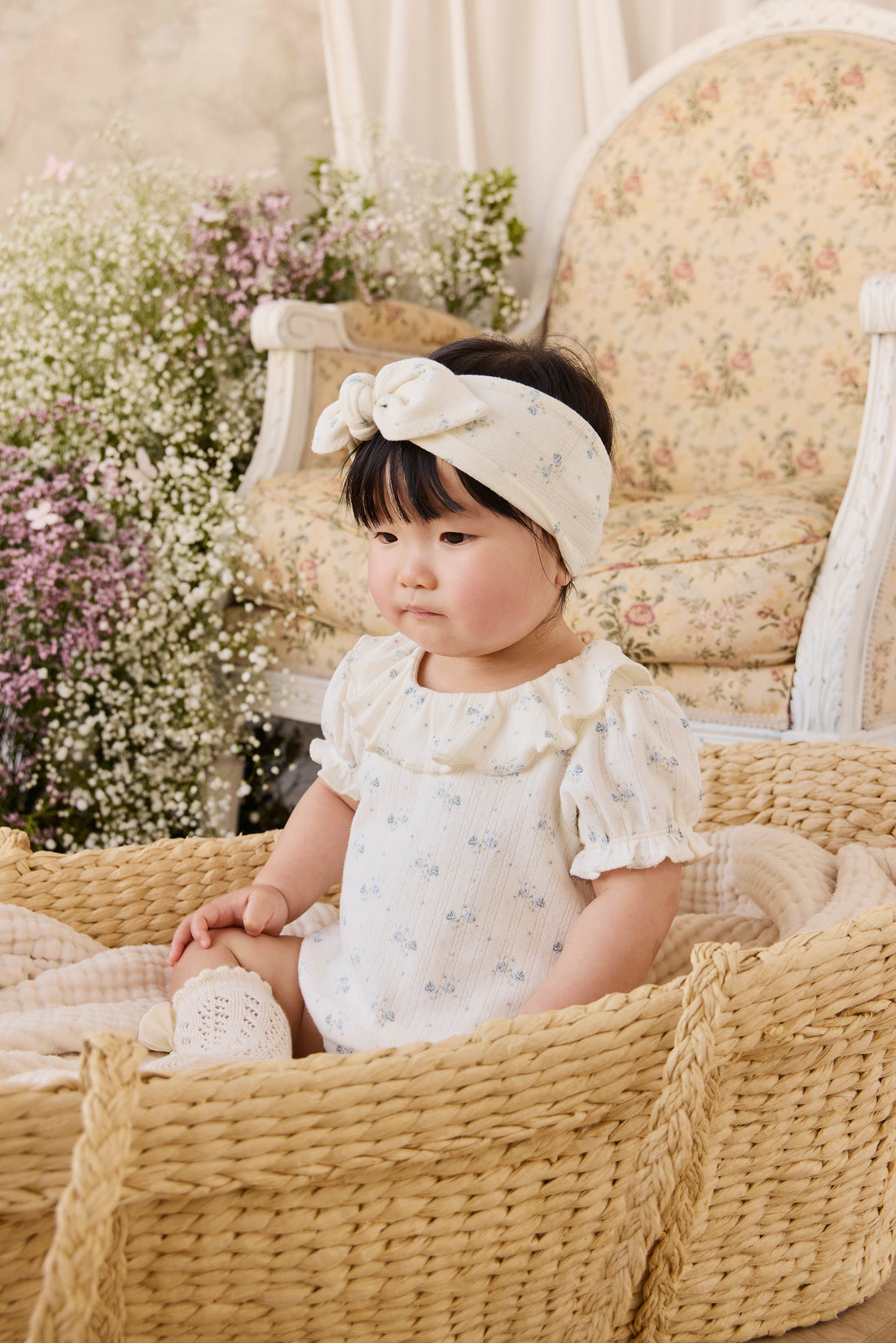 Organic Cotton Pointelle Marlene Bodysuit - Molly Blue Childrens Bodysuit from Jamie Kay NZ